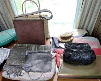 Vintage Alligator Purse, French Micro Beaded Purse, Mesh Purse, Sequin Purse