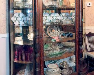 Victorian Curved Glass China Cabinet