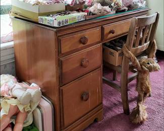 Vintage Desk with Glass Top