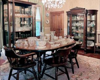 Formal Dining Room filled with China, Cut Glass, Fostoria and more!