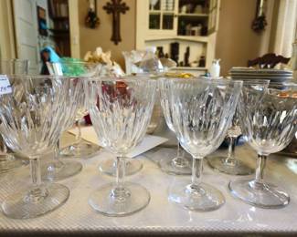 Baccarat wine goblets. "Cassino Lorraine" plain stem pattern