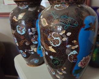 Pair of early 20th century cloisonne vases.