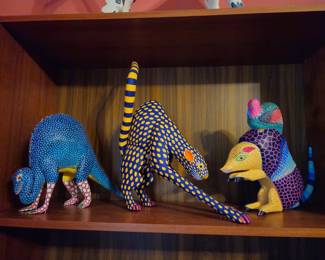 Group of alebrijos by noted folk artists.