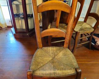 Vintage Mid Century Shaker Shawl chairs with original rush seats.