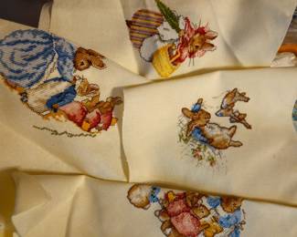 Cross stitch panels ready to be made into pillows.