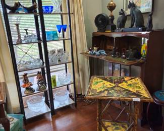 Victorian bamboo parlor table. 1930s bar in background.
