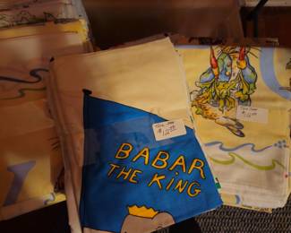Twin beding Babar the King design. Peter Rabbit in the background.