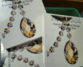 Boxed sets of chandelier crystal drops and 'chains'