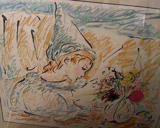 Unsigned crayon, graphite and color wash.