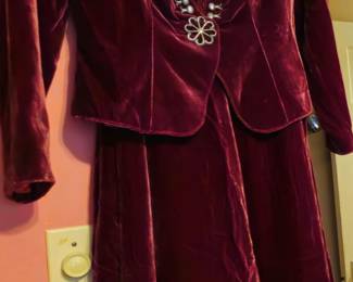 Double D two-piece velvet jacket and circle skirt. Size small-medium