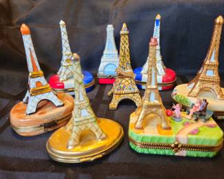Collection of Limoges boxes with the Eiffel Tower