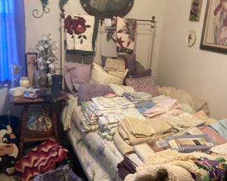 Antique iron and brass twin bed.