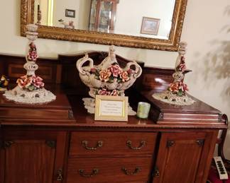 Capodiomonte and Antique Buffet/Sideboard