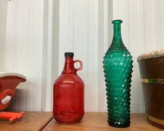 Naruto Growler Ruby Red Jug - Empoli Diamond Point Green Bottle Vase