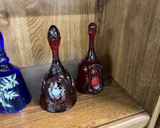 Fenton Glass Bells - Cobalt Blue & Ruby Red