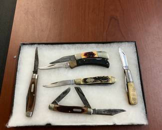Schrade or Westco Folding Knives w/Antler Handles