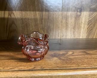 Fenton Cranberry Art Glass Ruffled Edge Vase