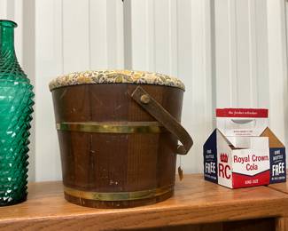 Wood Bucket Shaped Sewing Bucket