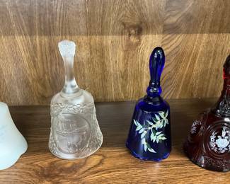 Fenton Clear Glass Bell - Fenton Cobalt Blue Bell - Fenton Ruby Red Glass Bell