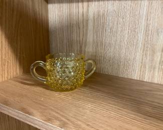 Smith Glass Hobnail Yellow Open Sugar Bowl