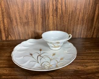 Lefton China Gold Wheat Luncheon Plate Set