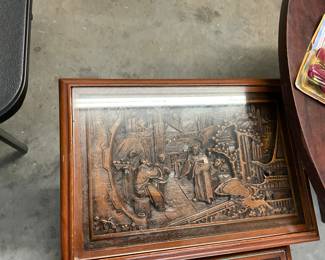 Asian Wooden Carved Set of Nesting Tables