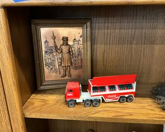 Framed Copper Picture - 1987 Remco Coca-Cola Semi Truck Toy