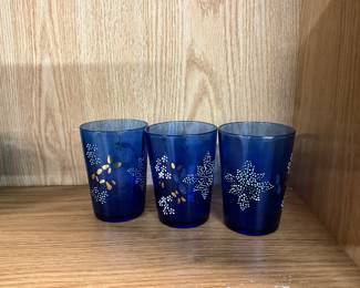 Cobalt Blue Hand Painted Glasses