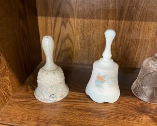 Fenton 95th Anniversary White Opalescent Glass Bell - Fenton White Art Glass Bell