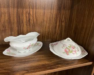 O& EG Royal Austria Gravy Boat w/Plate & Butter Dish w/Lid
