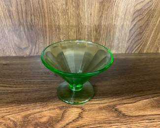 Green Uranium Glass Sherbert Cup