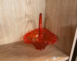 Fenton Art Glass Amberina Hobnail Basket