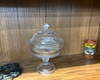 L.G. Wright Clear Glass Pedestal Candy Dish