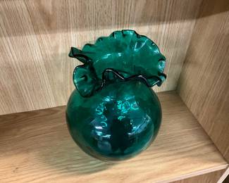 Fenton Green Glass Vase