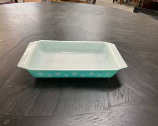 Pyrex Turquoise Snowflake Casserole Dish
