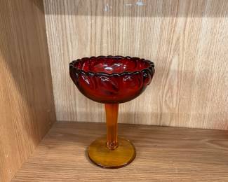 Indiana Glass Tiara Collection Amberina Footed Compote