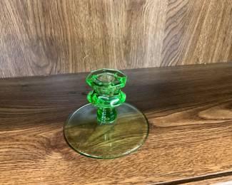 Green Uranium Glass Candlestick Holder