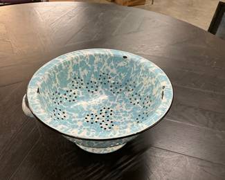 Blue & White Enamelware Colander