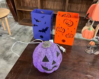 Halloween Luminary Laterns & Lighted Popcorn Pumpkin