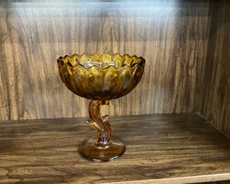 Indiana Glass Amber Lotus Blossom Pedestal Compote