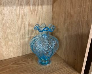 Fenton Blue Topaz Drapery Art Glass Vase