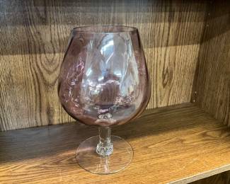 Pink Glass Optic Brandy Snifter