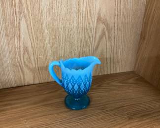 Blue Pearline Glass Cream Jug