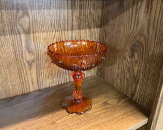 Fenton Amberina Glass Pedestal Candy Dish