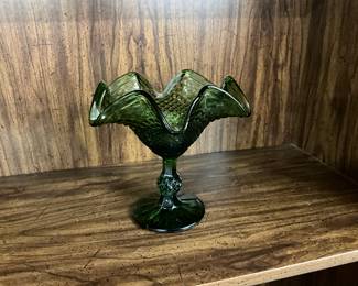 Jeannette Glass diamond Point Scalloped Compote