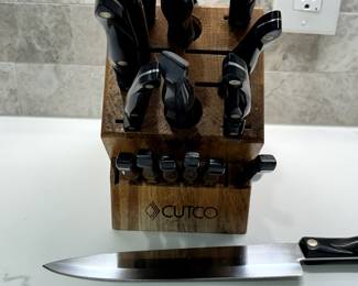 Cutco 19 Pc Kitchen Knife Set Cherry Wood Stand