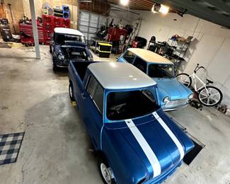 1970 Mini Cooper Pickup
Rolling shell with an 850cc engine. Lots of extra parts including all glass. $17,000