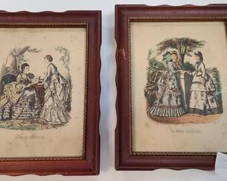 pair of framed prints La Mode Illustree