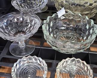 Fostoria glass, diamond cut