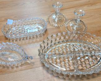 Fostoria glass, diamond cut